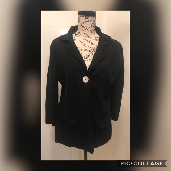 Anthropologie Oliver by Escio One-Button Cardigan with Pockets /  Large / Black - Picture 4 of 10